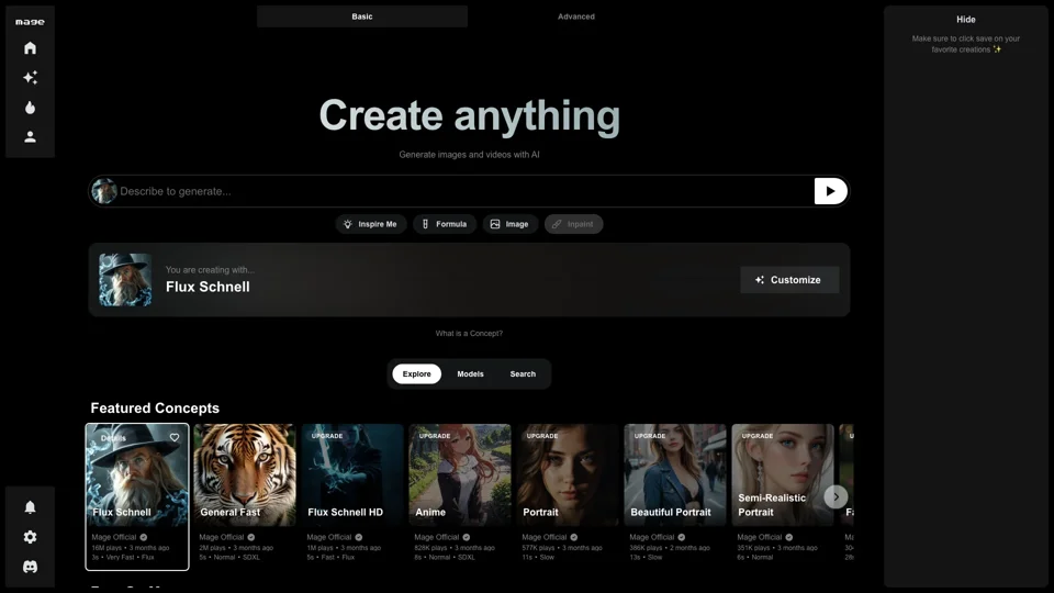 Mage | Free, Fast, Fun, Unlimited AI Apps