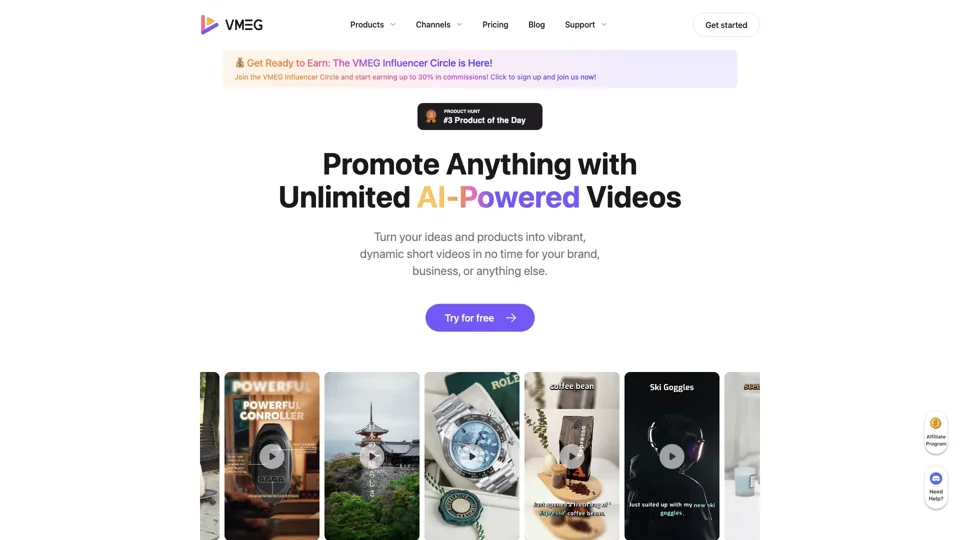 VMEG-Promote Anything with Unlimited AI-Powered Videos AI-crafted Videos