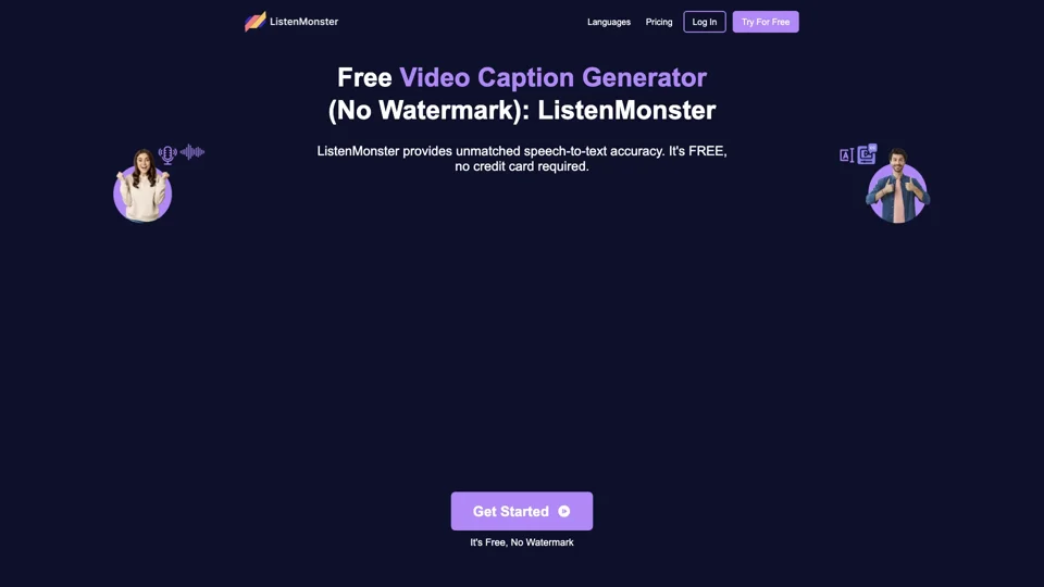 Free Video Caption Generator (No Watermark): ListenMonster