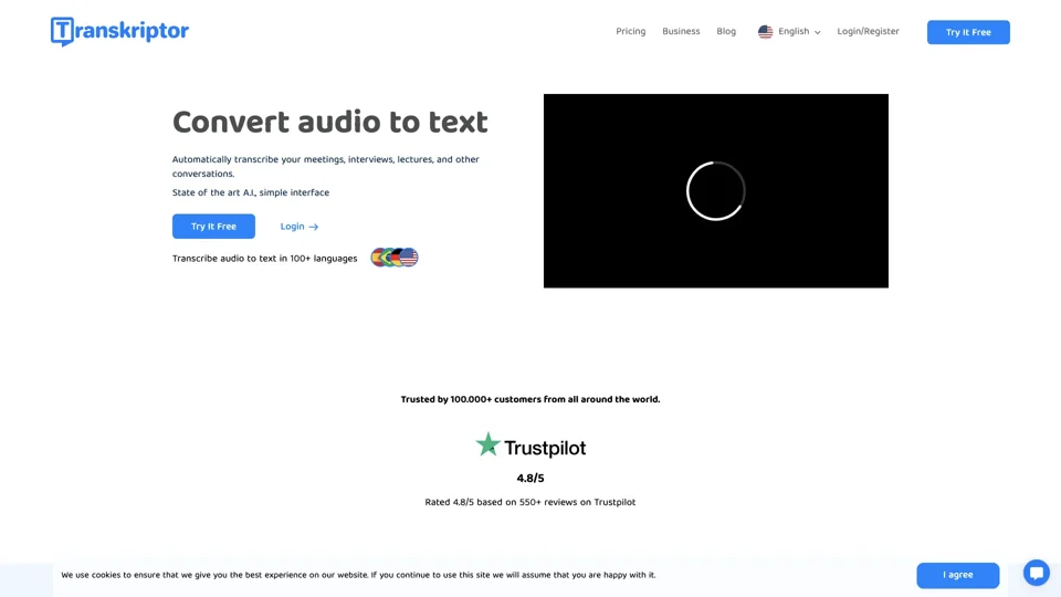 Transkriptor: Convert audio or video to text [Transcription]