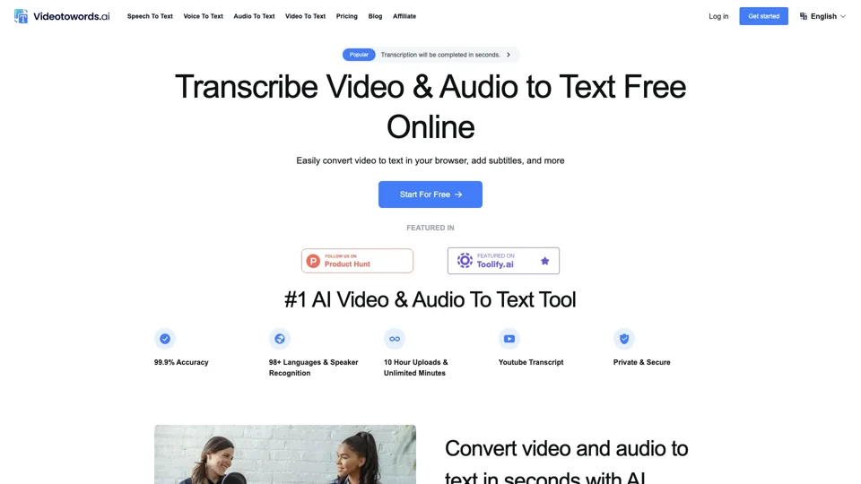 #1 AI Speech To Text Tool: Transcribe Audio & Video To Text