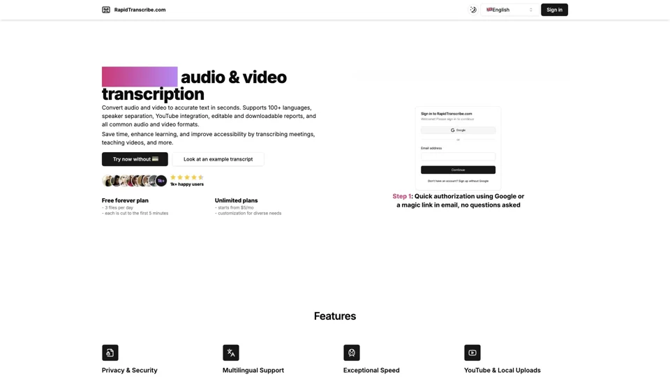 RapidTranscribe.com: Transcribe Audio and Video to Text