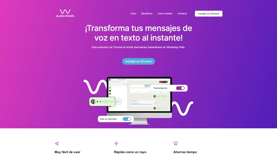AudioBriefs – Resume y transcribe tus audios de WhatsApp con nuestra extensión de Google Chrome