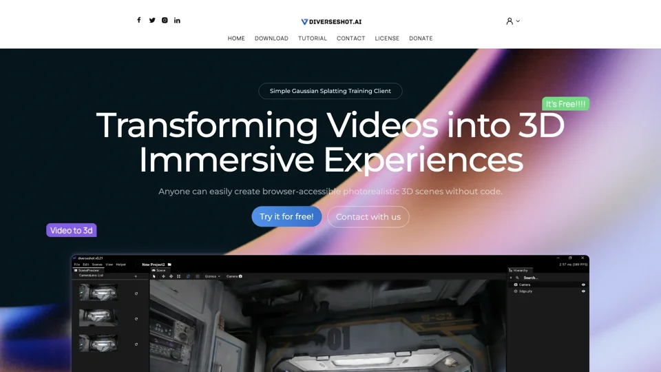 DiverseShot AI - Simple AI Toolkit For Video to 3D Gaussian Splatting