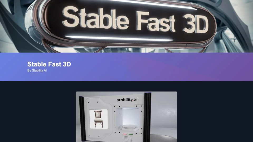 Stable Fast 3D(SF3D): Rapid 3D Asset Generation by Stability AI