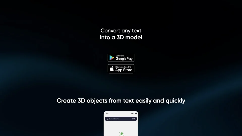 Text to 3d model - iOS / Android app