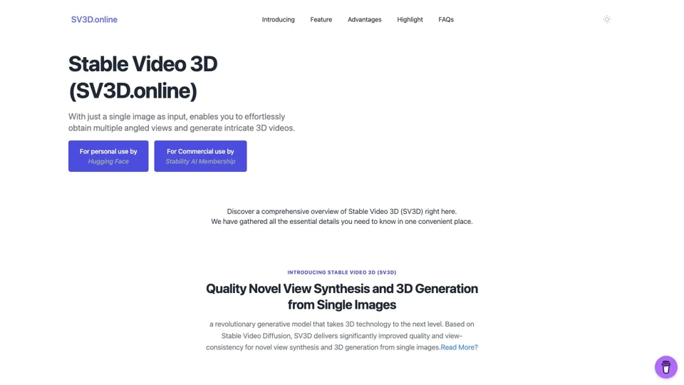 SV3D Online | Stable Video 3D Online | SV3D.online