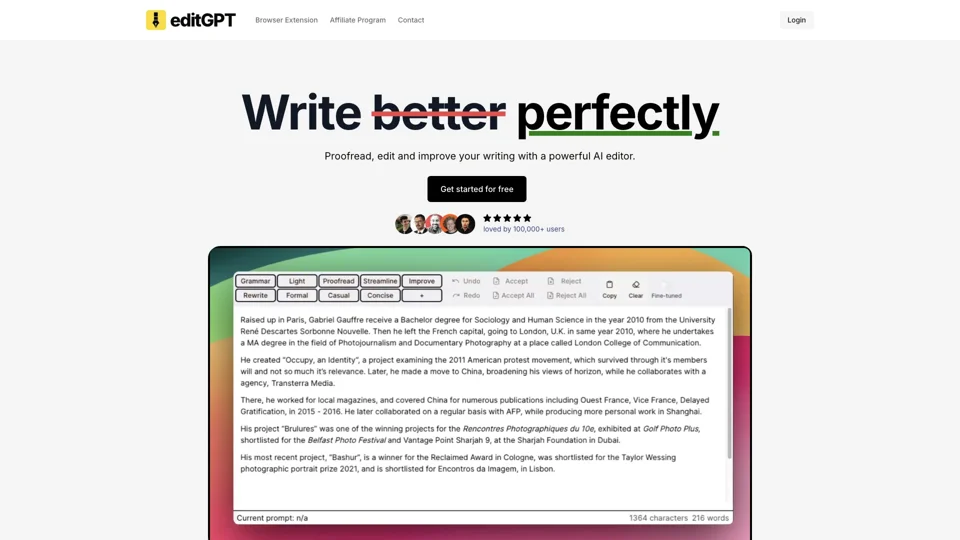 Proofread, edit and track changes to your content in chatGPT.  | editGPT