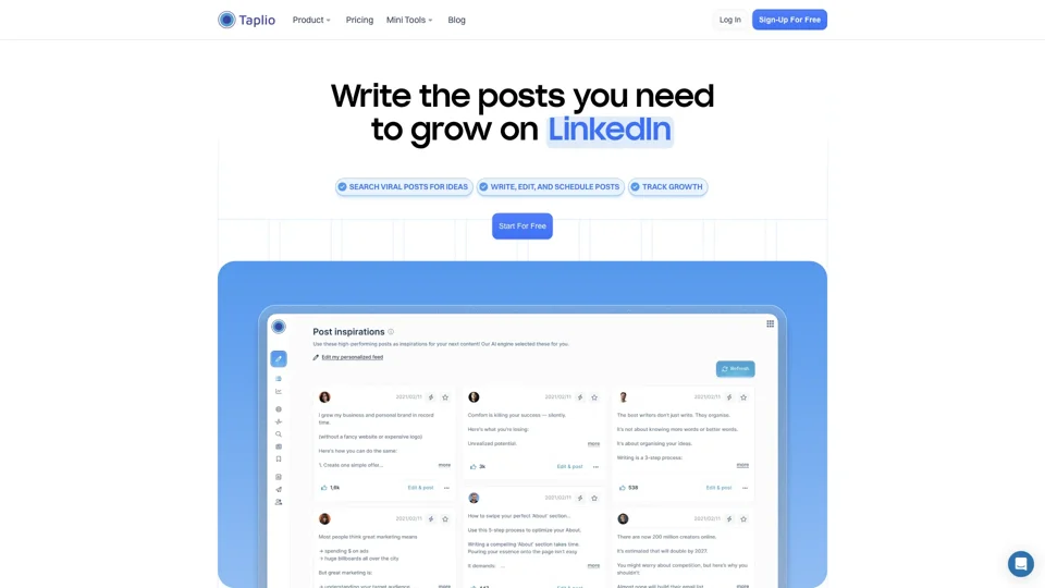 taplio • Grow Your Personal Brand On LinkedIn