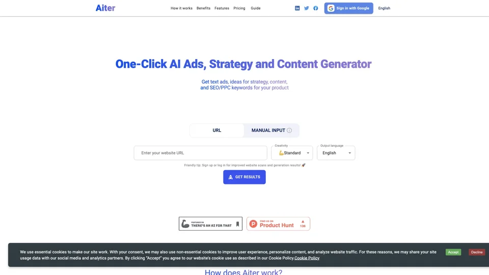 Aiter – One-Click AI Ads, AI Content and Strategy Ideas