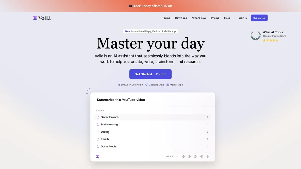 Voilà AI Assistant, Chat and Writer for maximum productivity