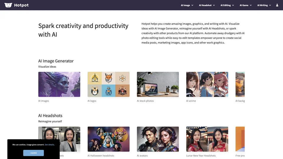 Hotpot.ai: AI image generator, AI headshots, and other AI tools to spark creativity and productivity