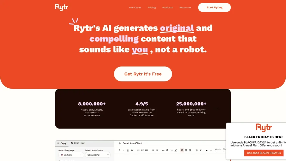 Free AI Writer, Content Generator & Writing Assistant | Rytr