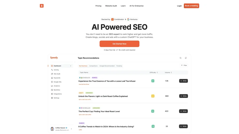 Speedy AI Powered Content Marketing for Your Business