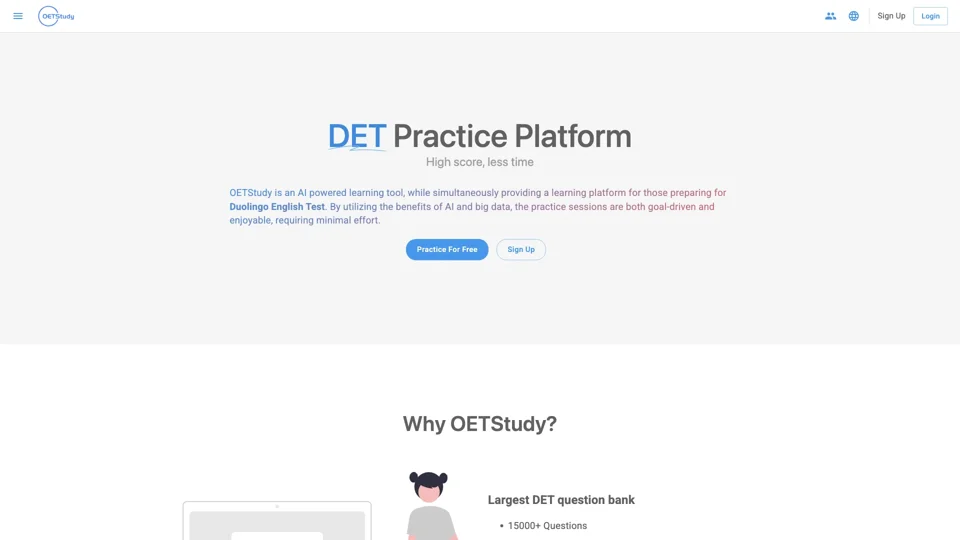 OETStudy - Online English Test Study - AI powered DET prep tool