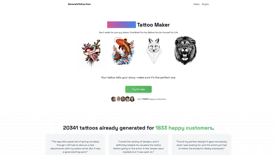 Free AI Tattoo Generator - Generate Unique Tattoo in Seconds